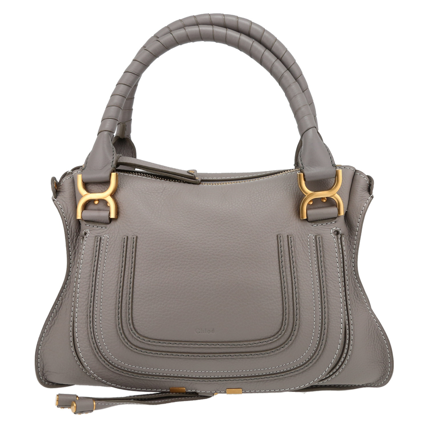 Chloé  Marcie handbag  in grey grained leather - Detail D2