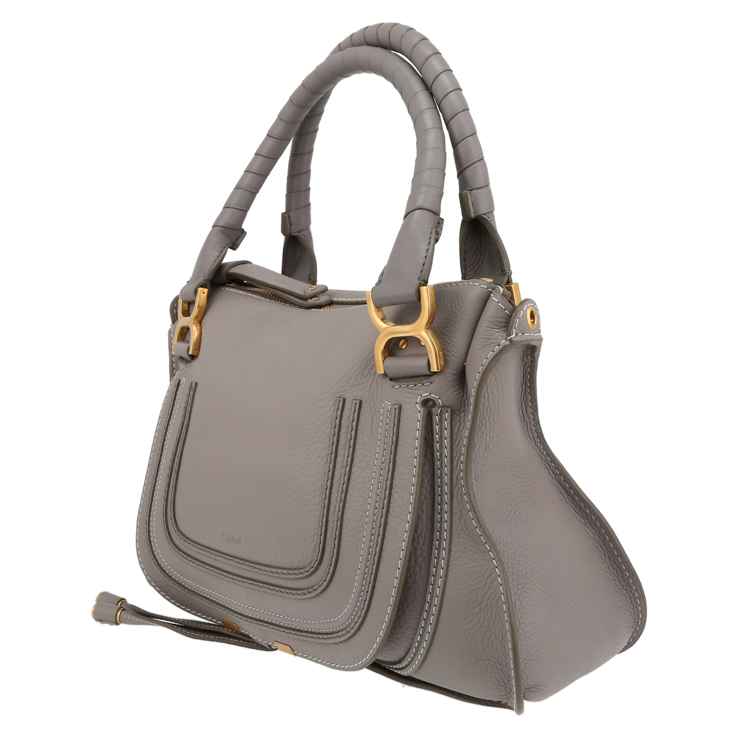 Borsa Chloé  Marcie in pelle martellata grigia - Detail D3