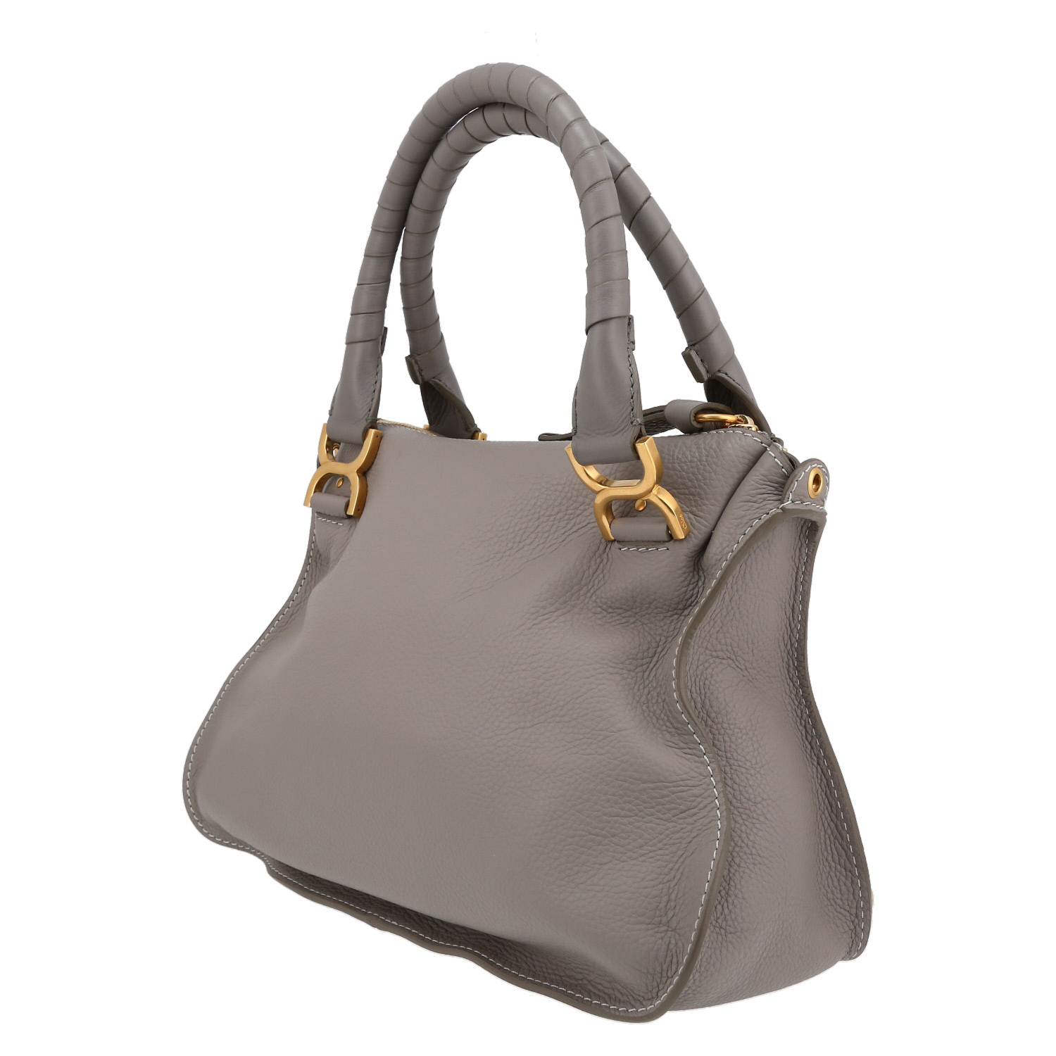 Chloé  Marcie handbag  in grey grained leather - Detail D5