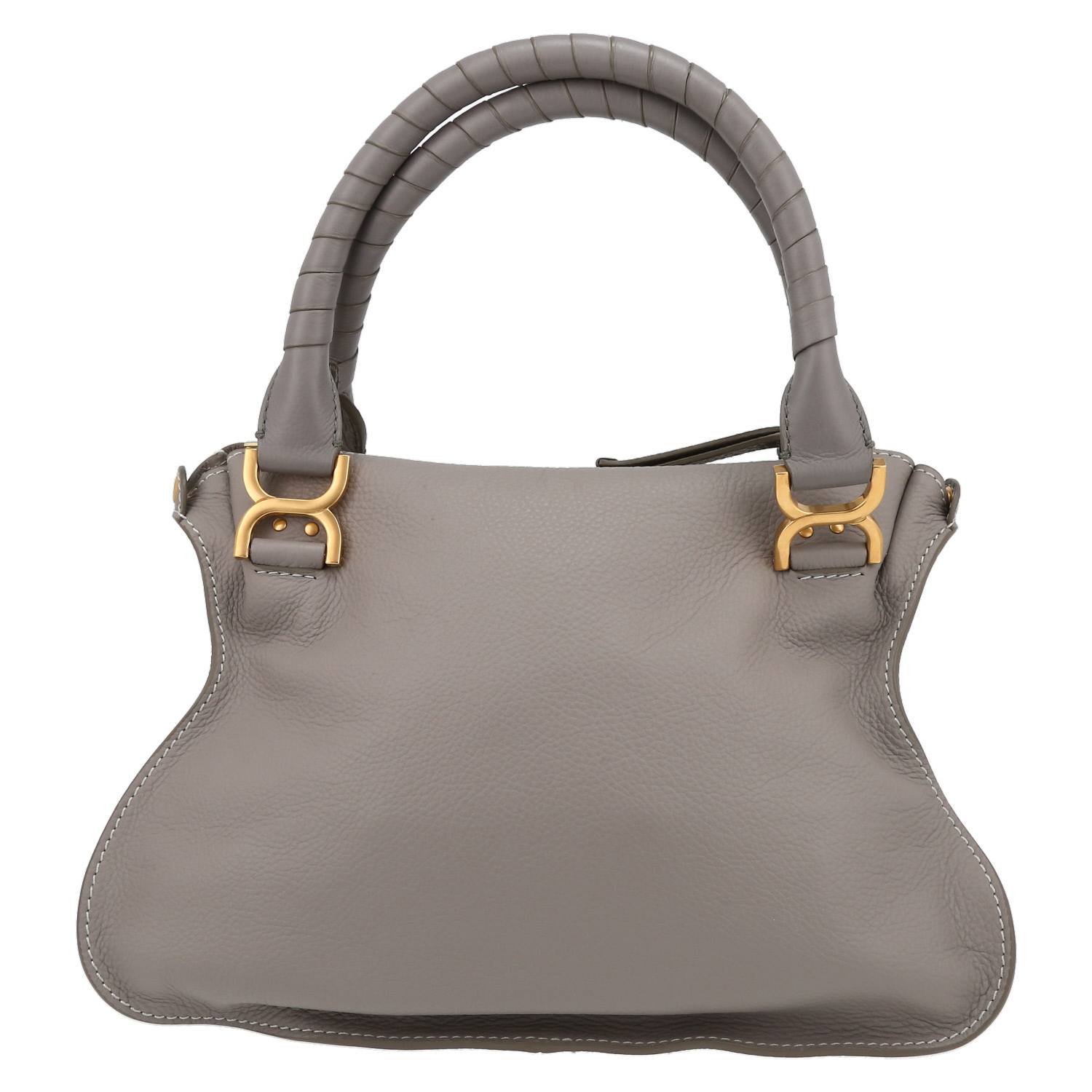 Chloé  Marcie handbag  in grey grained leather - Detail D7