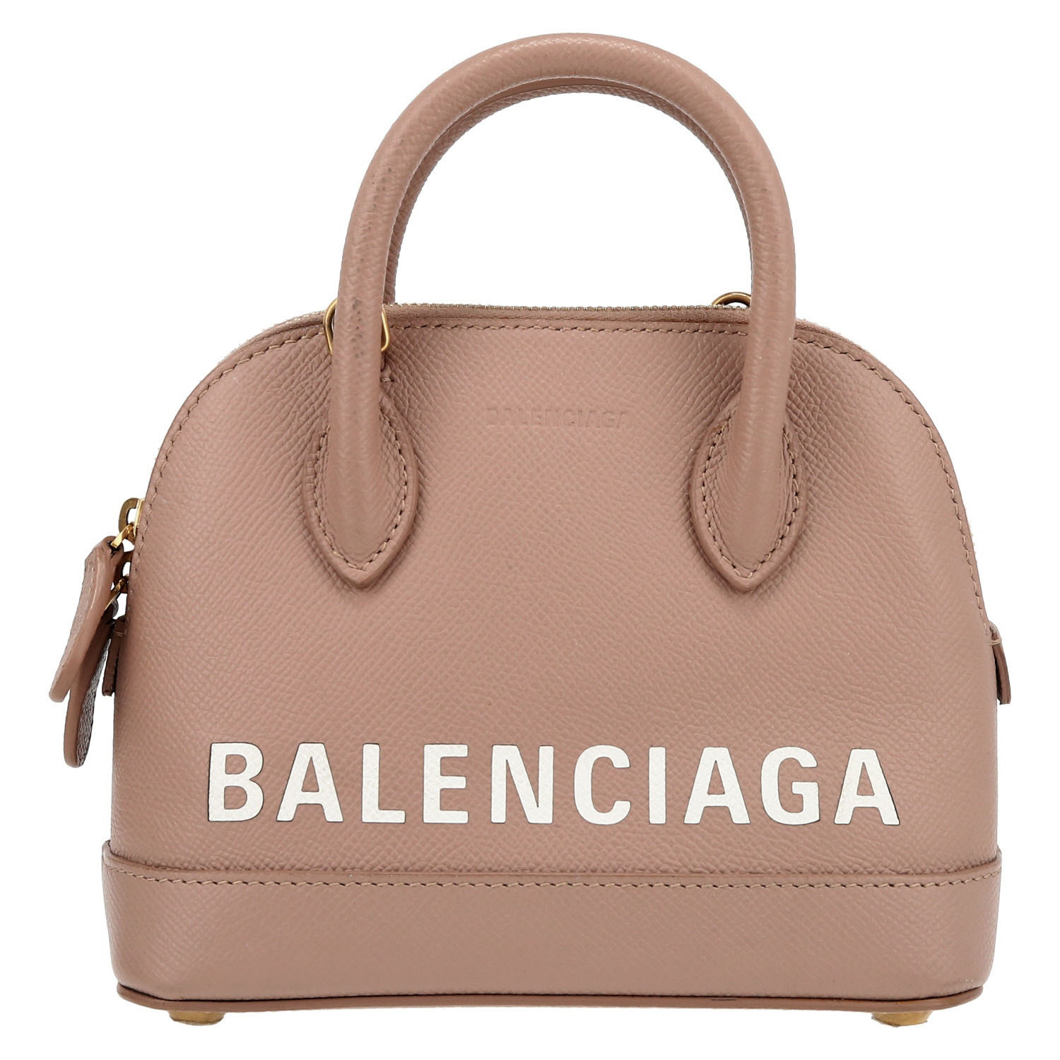 Sac bandoulière Balenciaga  Ville Top Handle mini XXS en cuir grainé beige - Detail D2