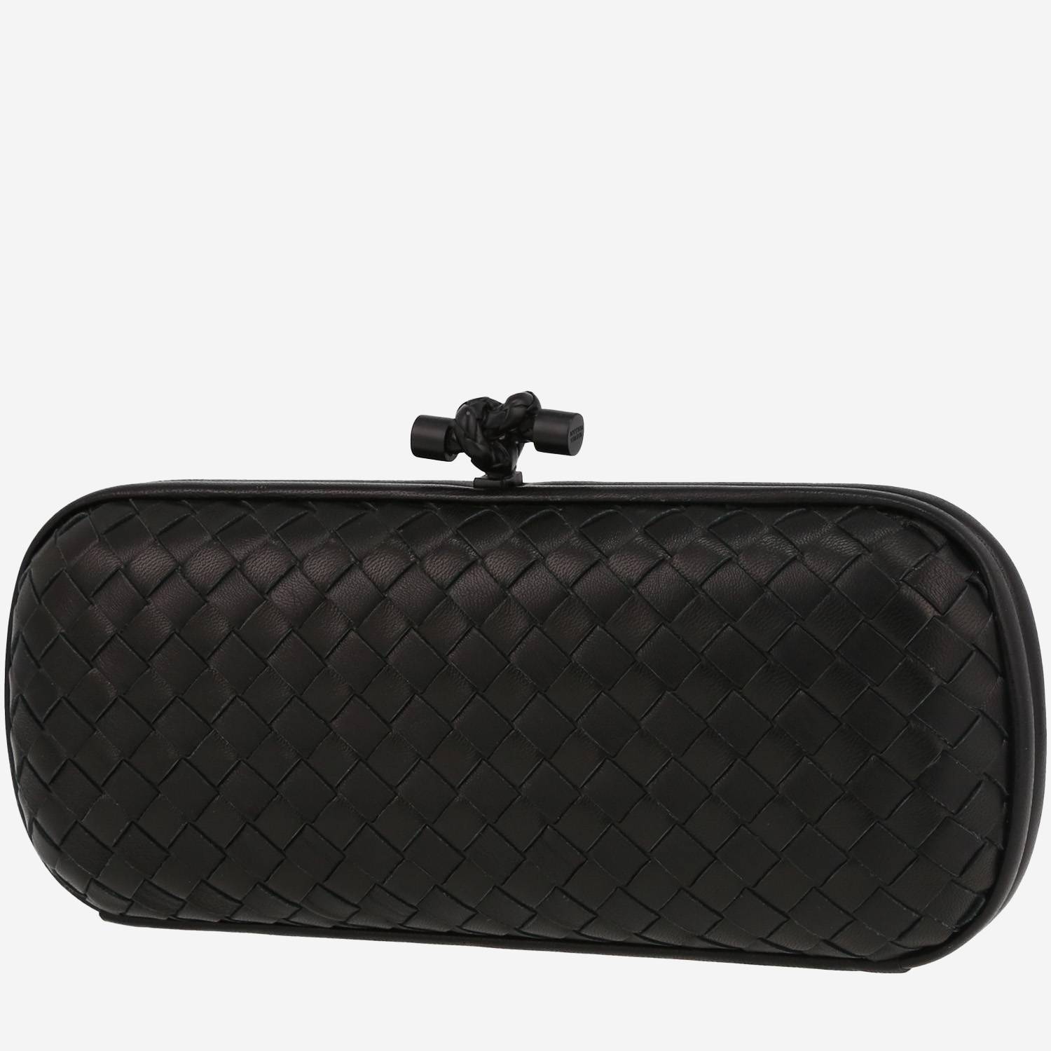 Pochette Bottega Veneta  Knot en cuir intrecciato noir
