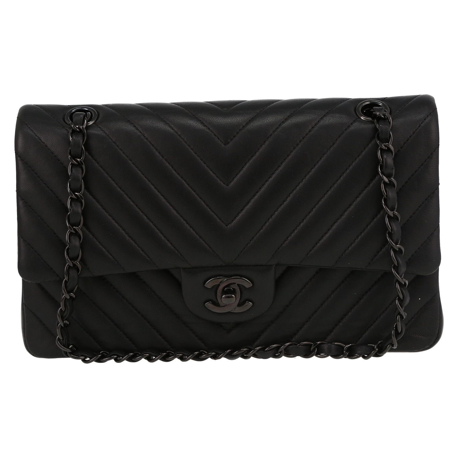 Sac à main Chanel Timeless en cuir matelassé noir - Detail D2