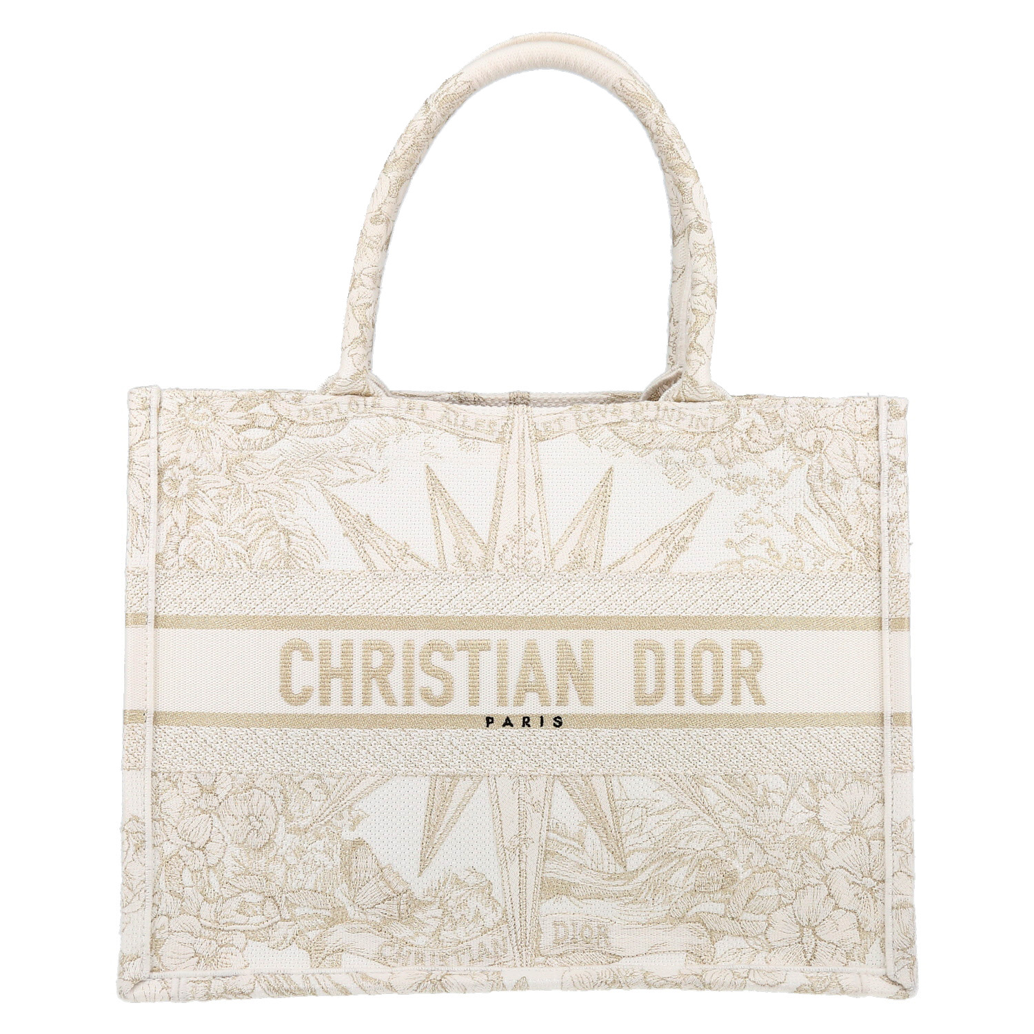 Dior  Book Tote shopping bag  in white and beige canvas - Detail D2