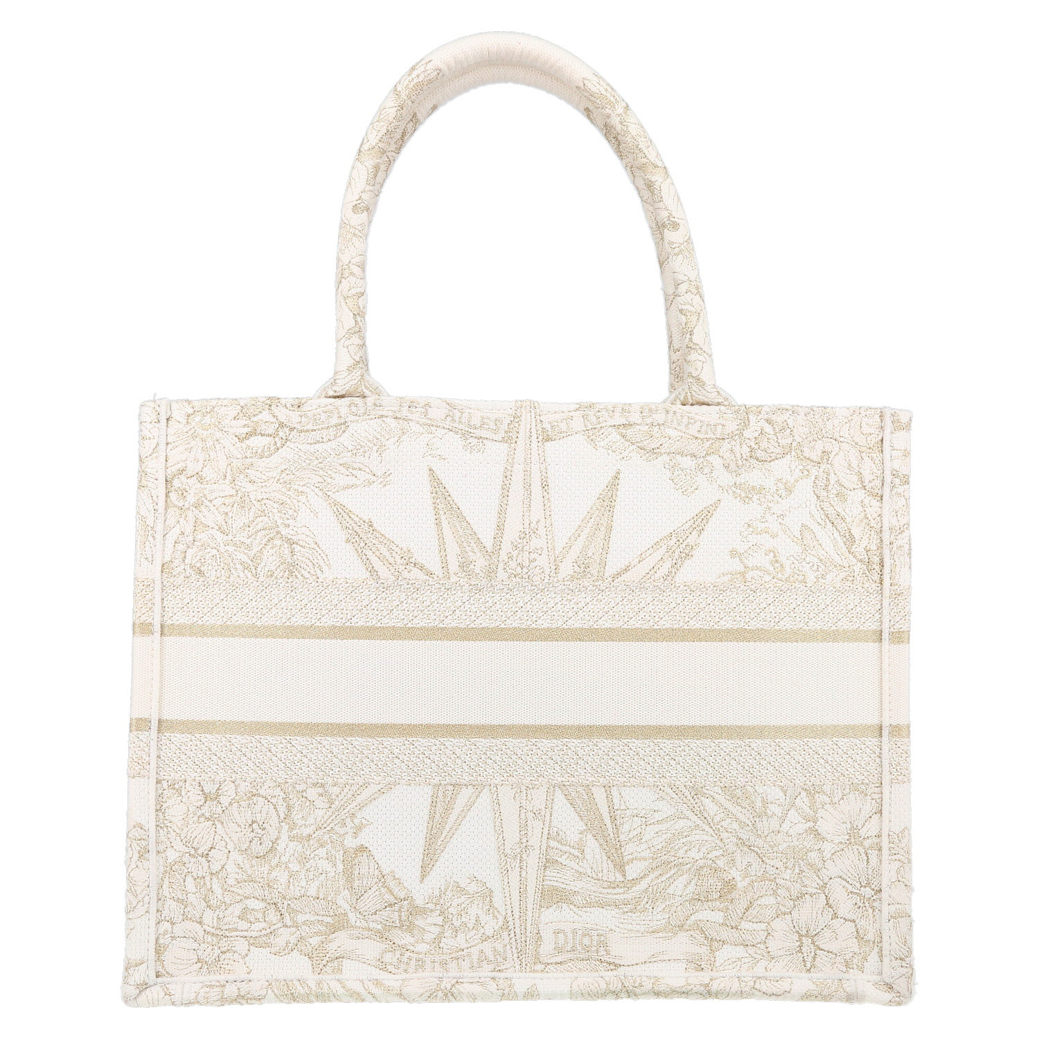 Bolso Cabás Dior  Book Tote en lona blanca y beige - Detail D7