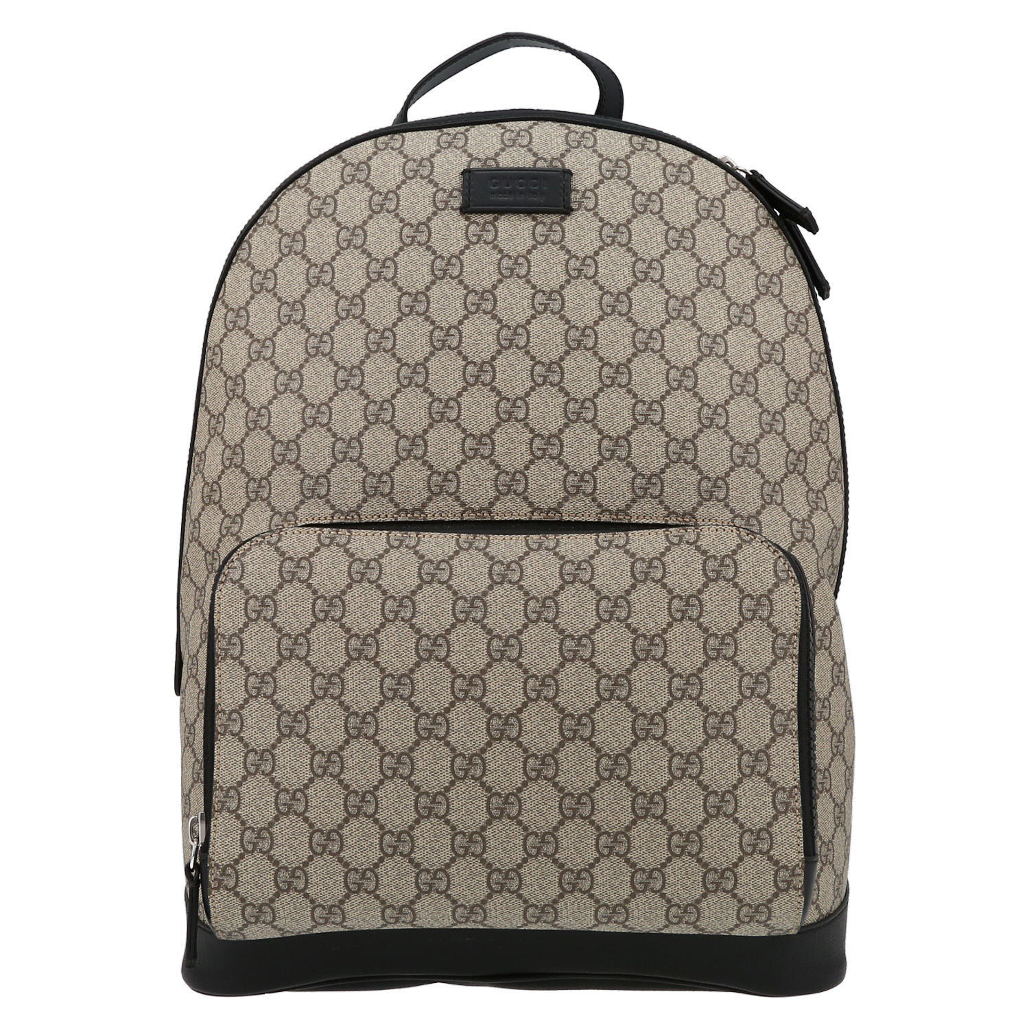 Sac à dos Gucci   en toile siglée beige et cuir noir - Detail D2