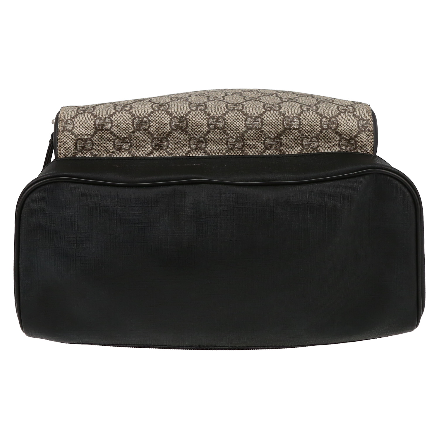 Mochila Gucci   en lona monogram beige y cuero negro - Detail D4