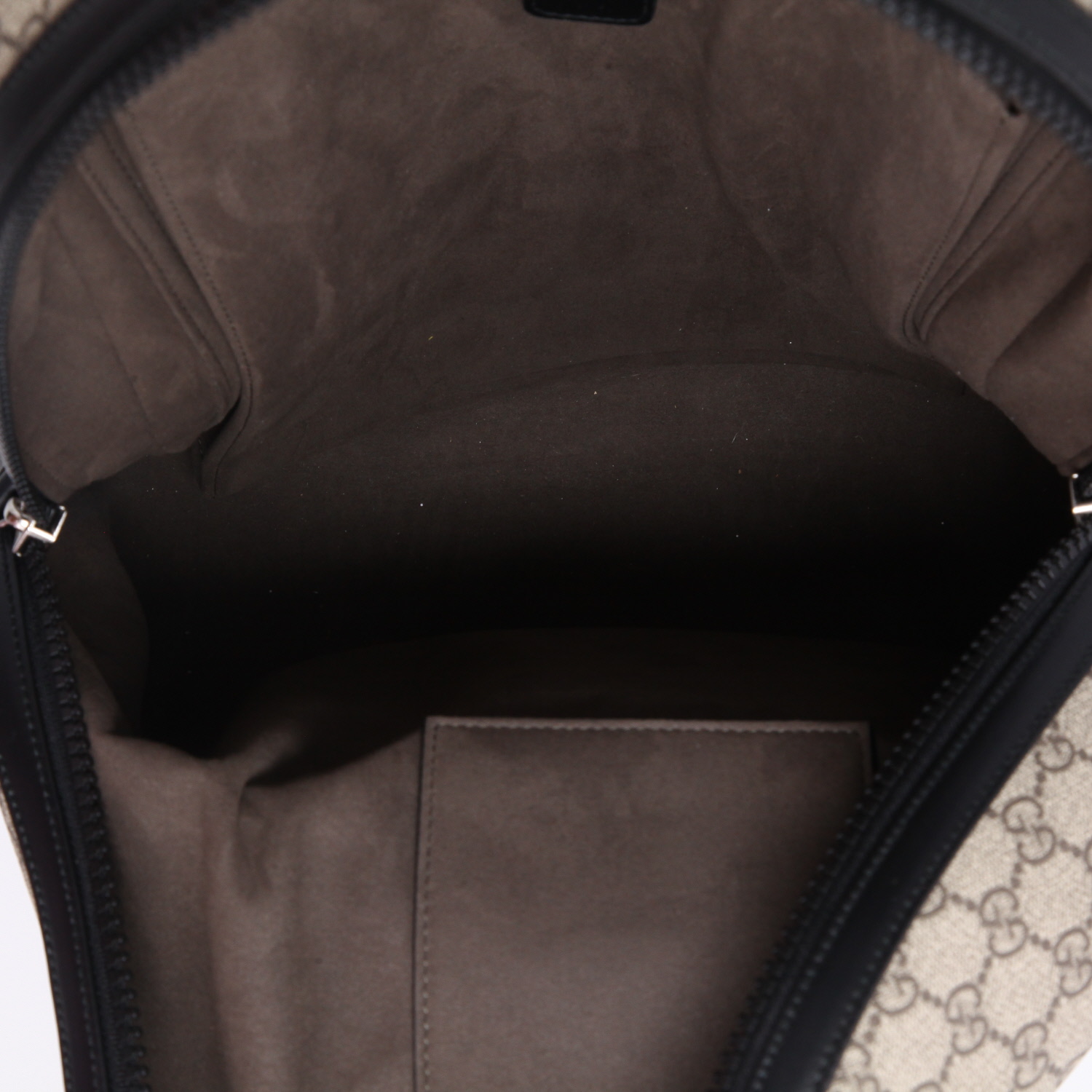 Zaino Gucci   in tela siglata beige e pelle nera - Detail D8