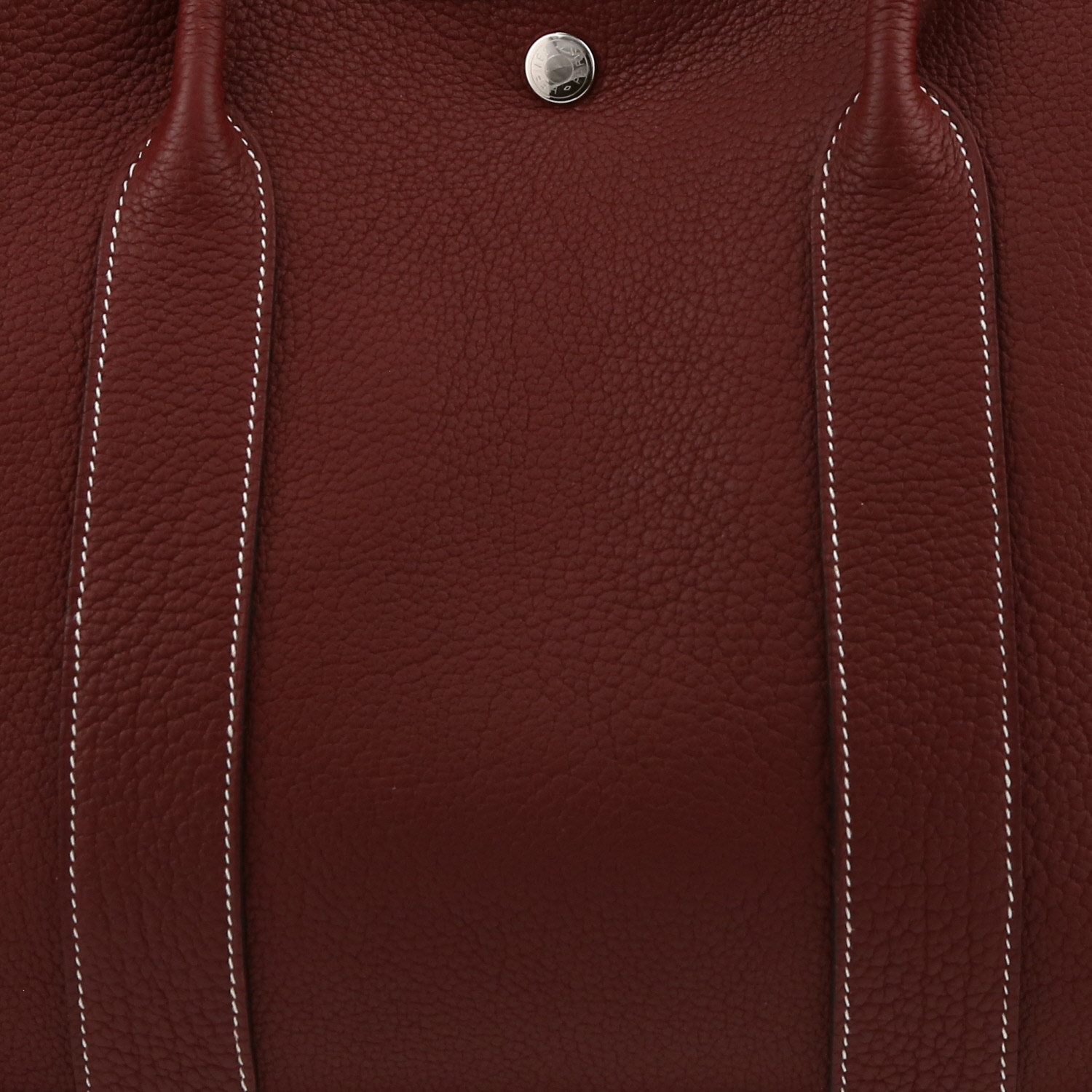Hermès  Garden Party shopping bag  in burgundy Fjord leather - Detail D1