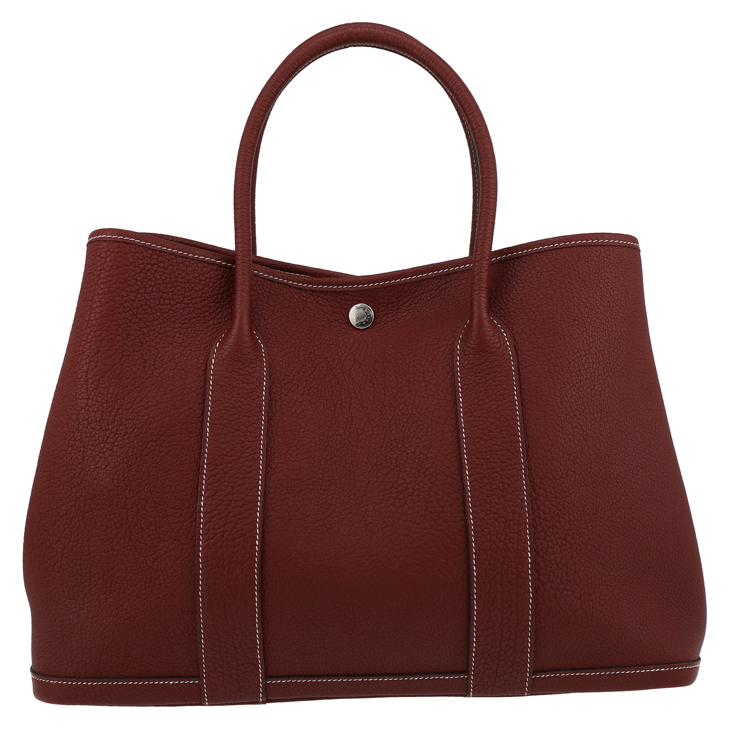Hermès  Garden Party shopping bag  in burgundy Fjord leather - Detail D2