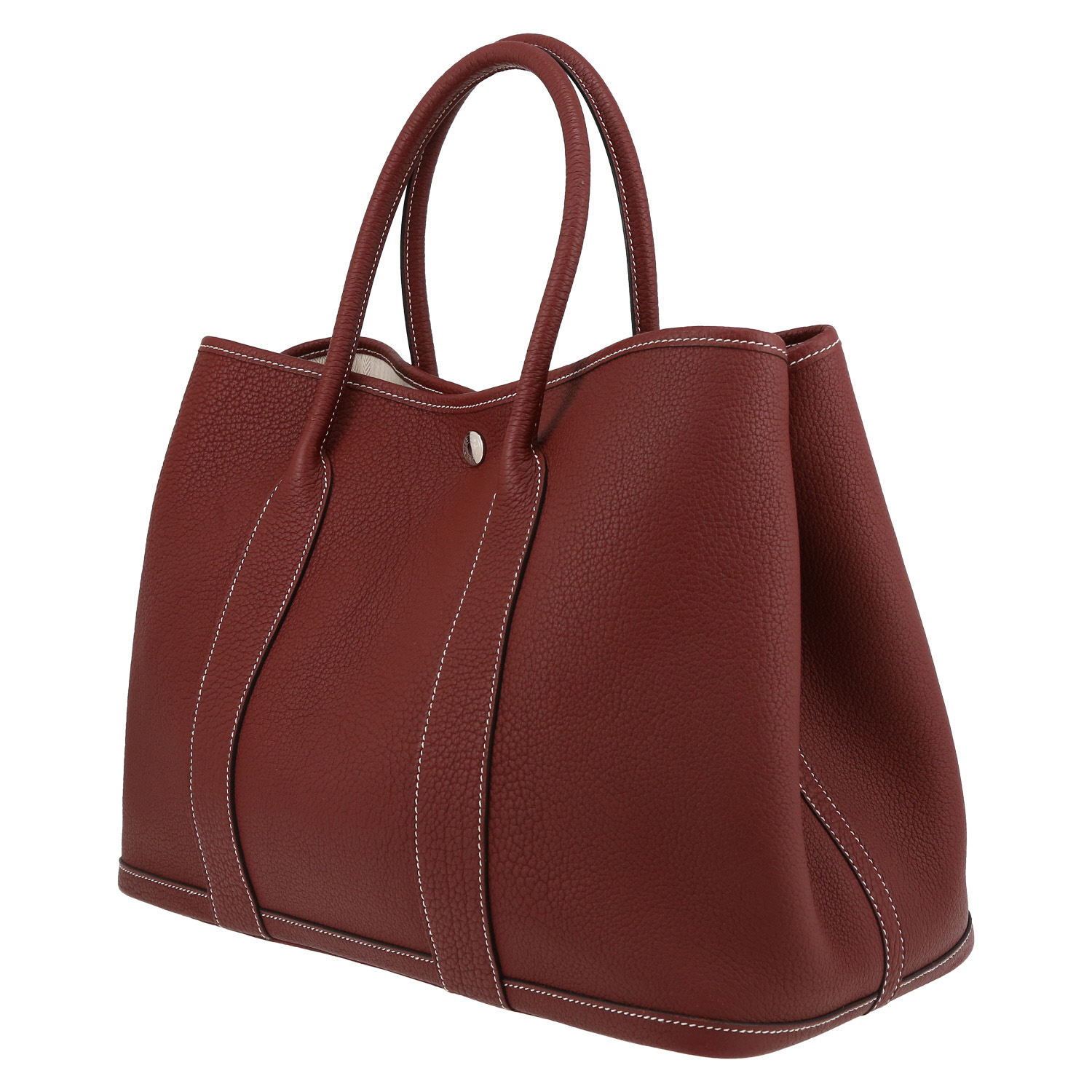 Hermès  Garden Party shopping bag  in burgundy Fjord leather - Detail D3
