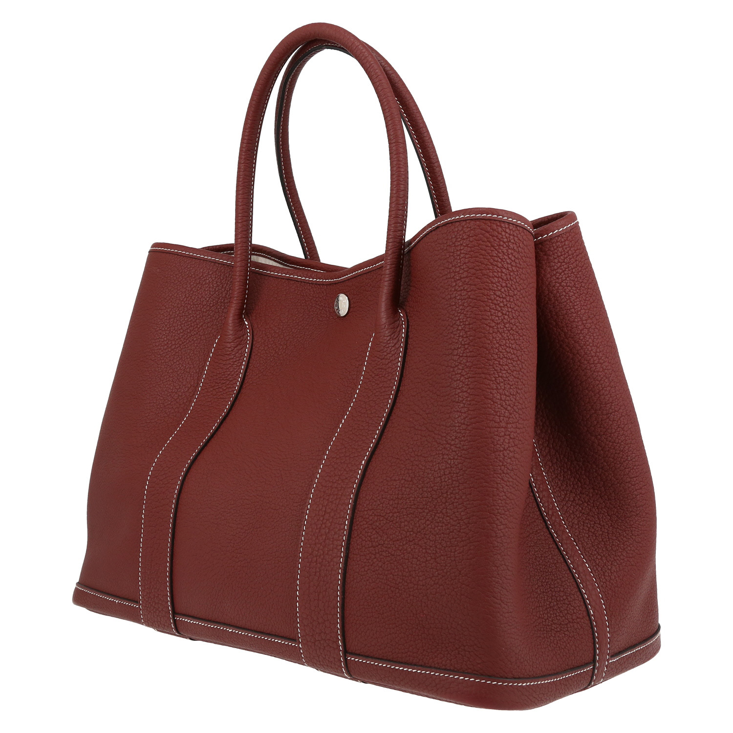 Hermès  Garden Party shopping bag  in burgundy Fjord leather - Detail D5