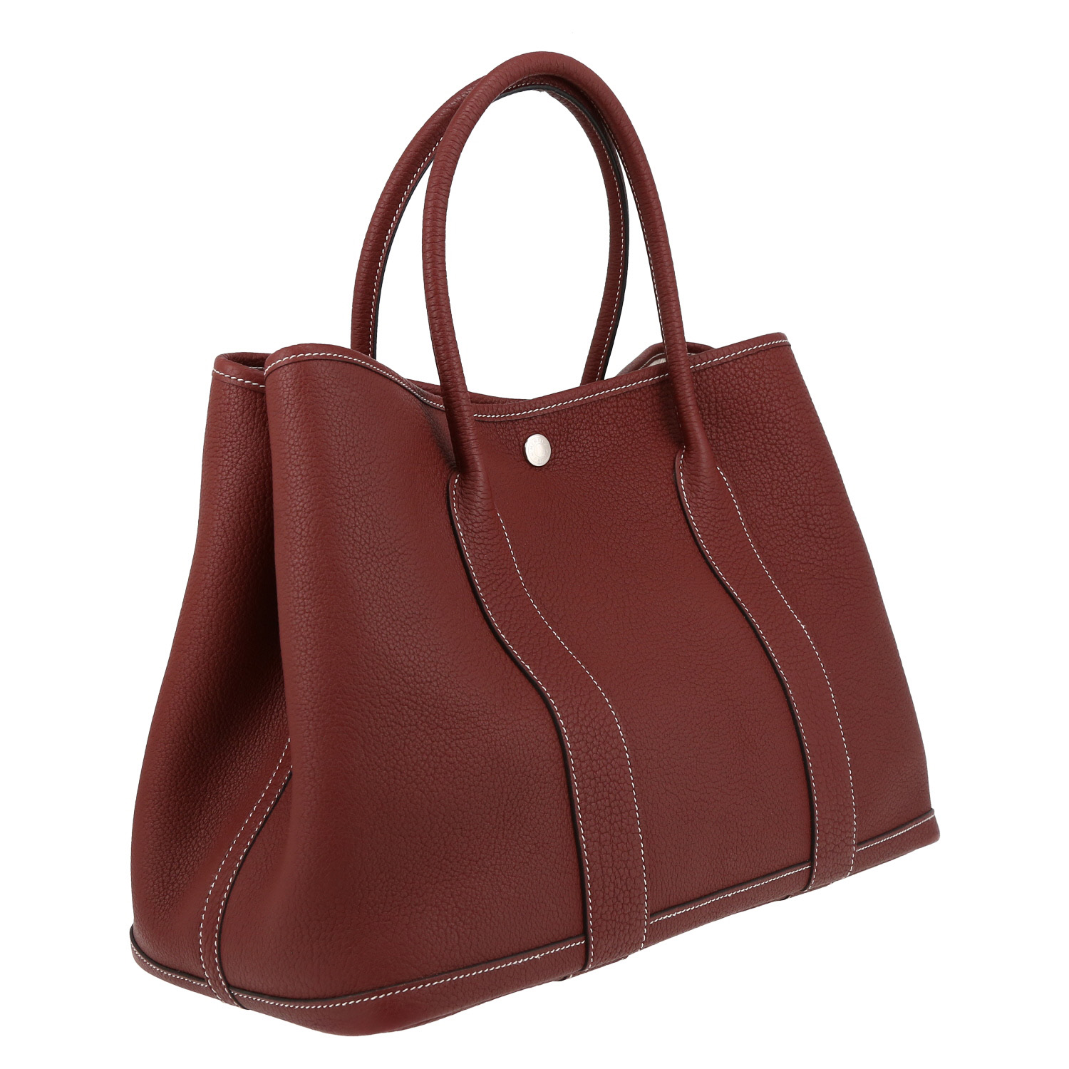 Bolso Cabás Hermès  Garden Party en cuero Fjord color burdeos - Detail D6