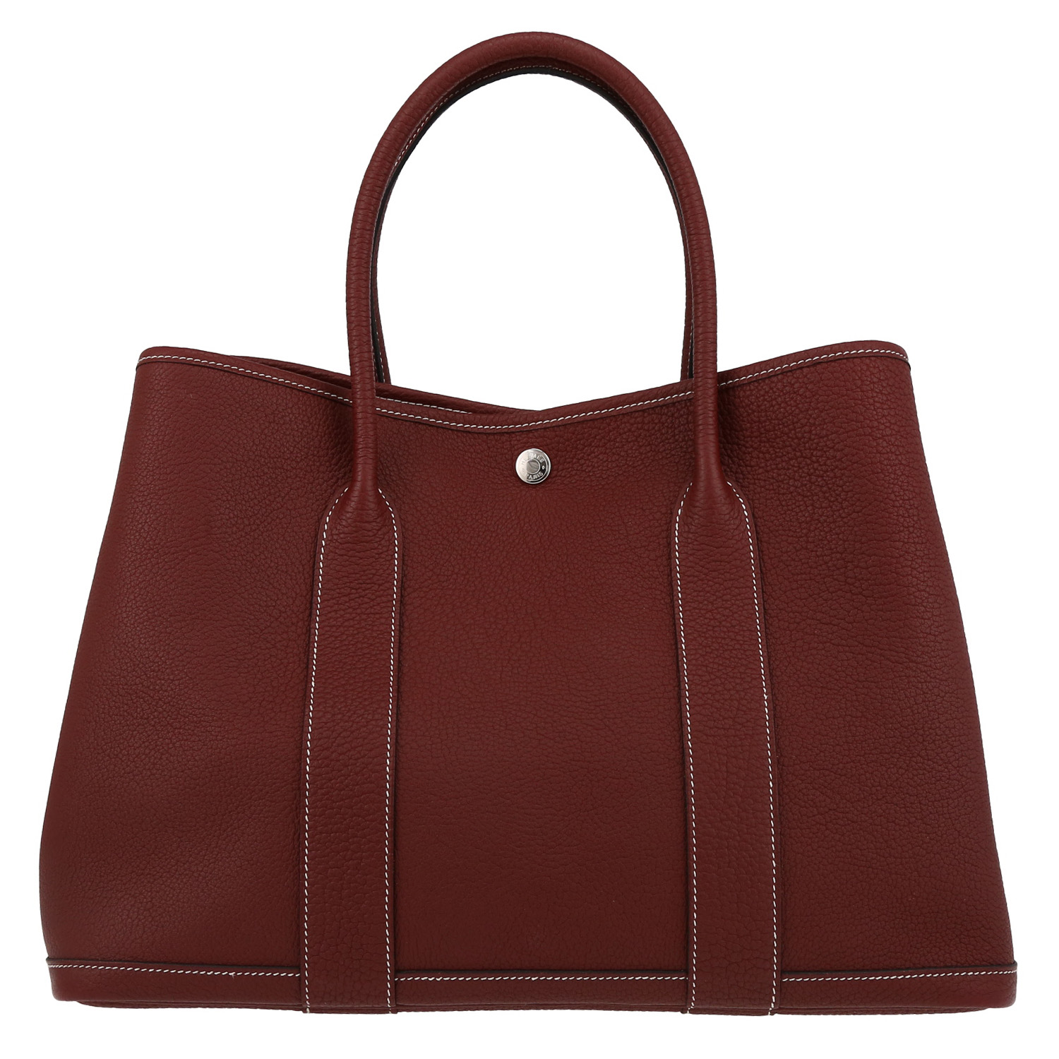 Bolso Cabás Hermès  Garden Party en cuero Fjord color burdeos - Detail D7
