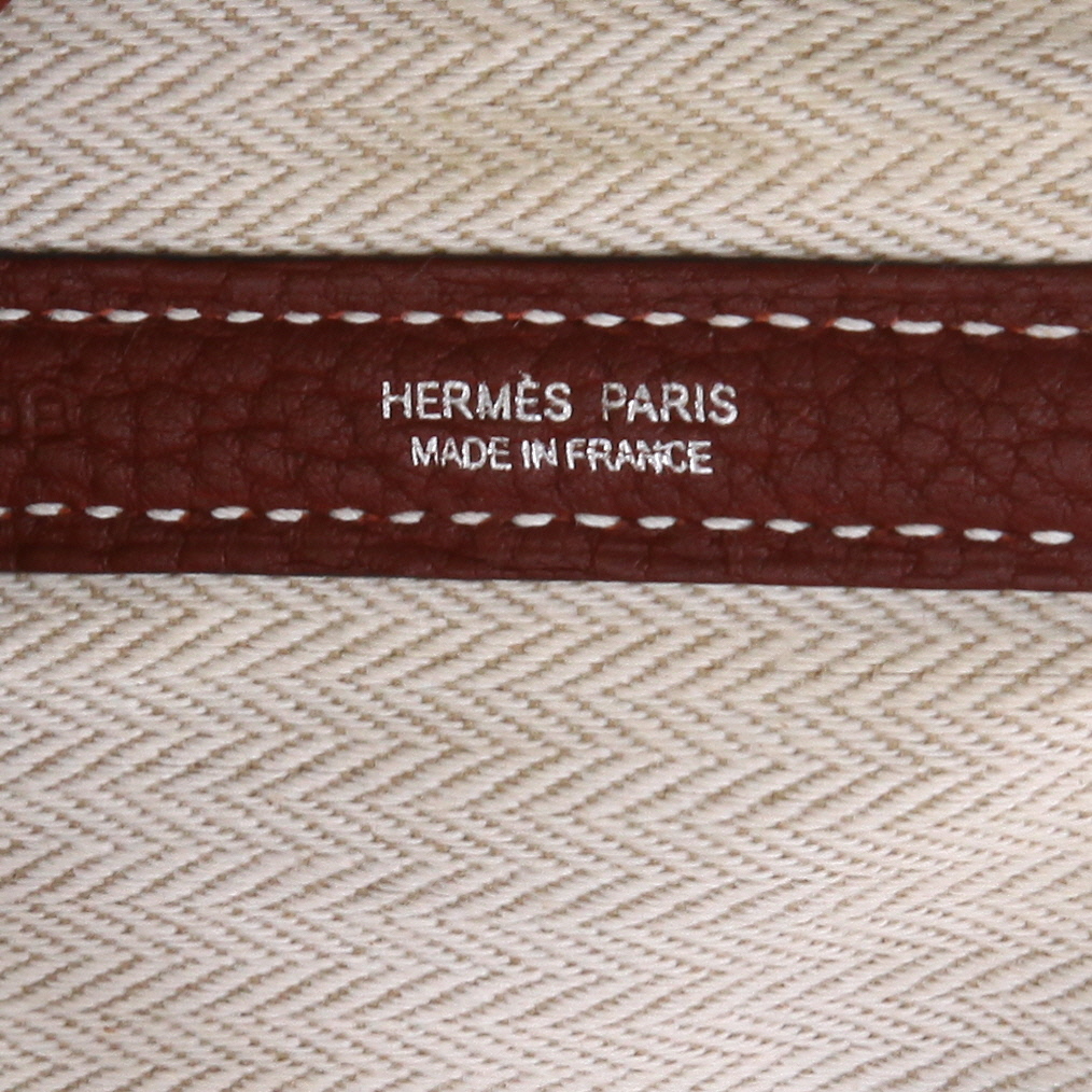 Hermès  Garden Party shopping bag  in burgundy Fjord leather - Detail D9