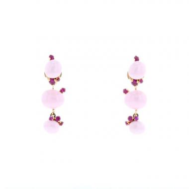 Orecchini Pomellato Capri modello grande in oro rosa, rubini e ceramica rosa