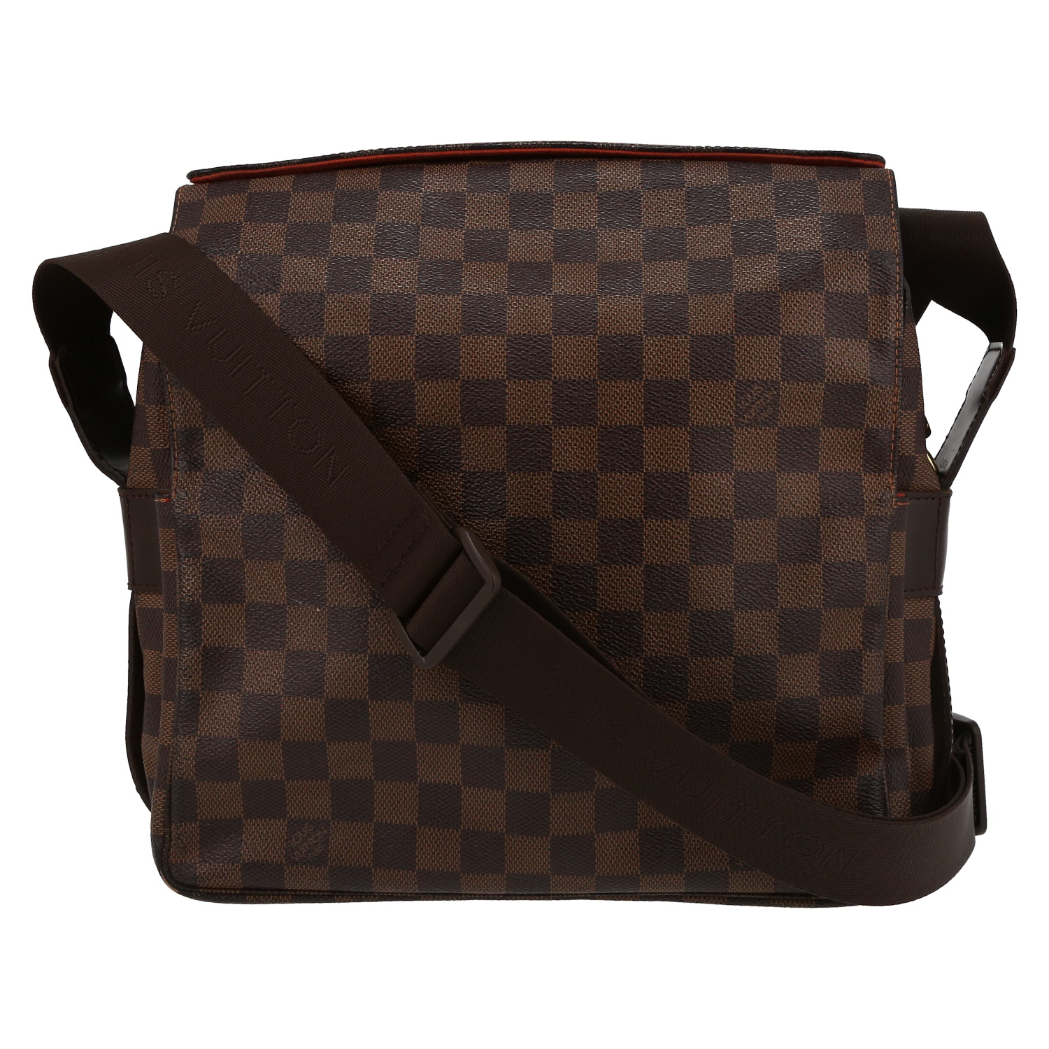 Sac bandoulière Louis Vuitton  Naviglio en toile damier ébène et cuir marron - Detail D2