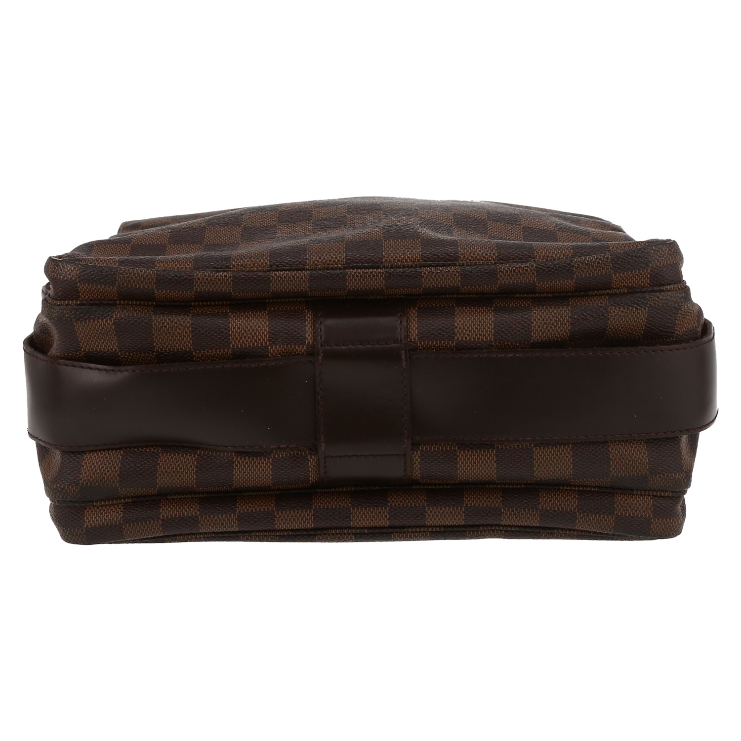 Sac bandoulière Louis Vuitton  Naviglio en toile damier ébène et cuir marron - Detail D4