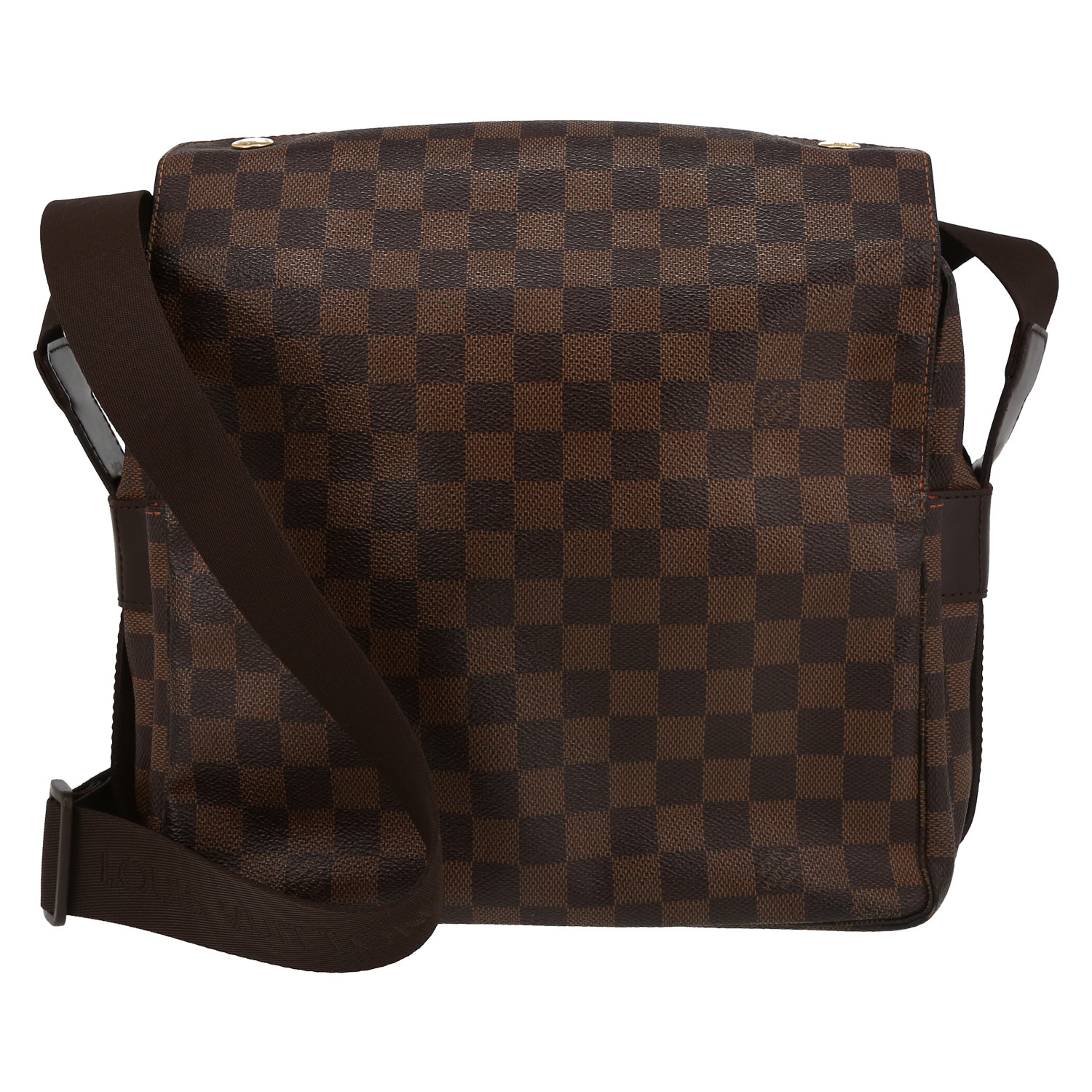 Sac bandoulière Louis Vuitton  Naviglio en toile damier ébène et cuir marron - Detail D7