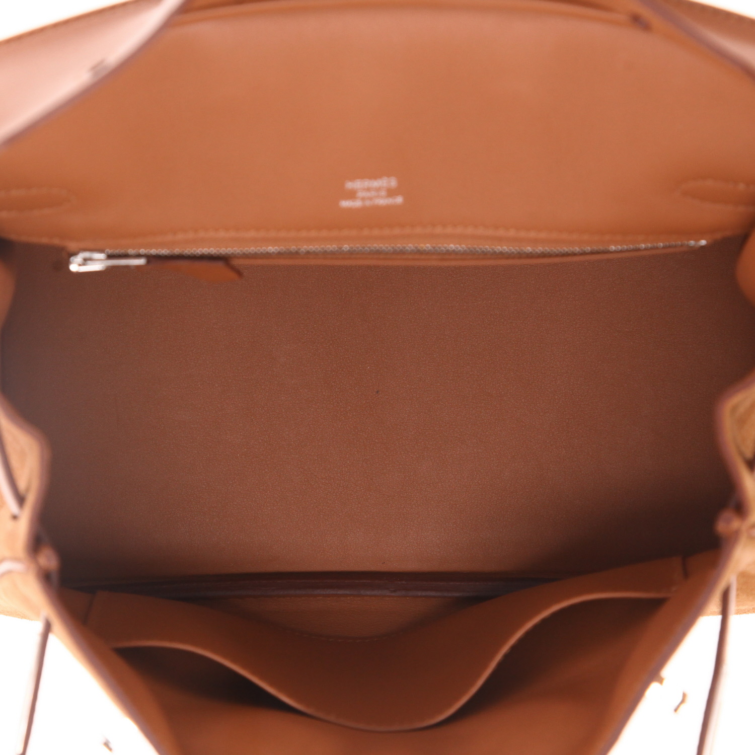Hermès Birkin 25 Grizzly handbag  in gold doblis calfskin  and gold Swift leather - Detail D3