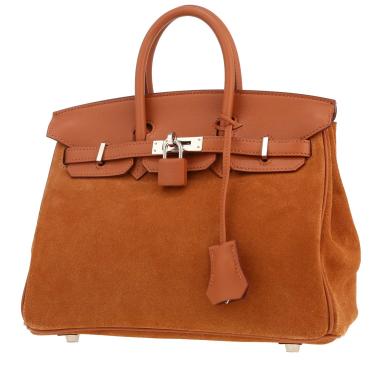 Bolso de mano Hermès  Birkin Grizzly 25 en cuero de ternero doblis color oro y cuero swift color oro