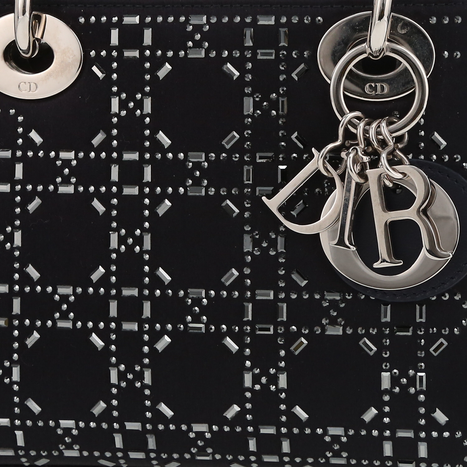 Borsa Dior  Lady Dior in raso blu marino - Detail D1