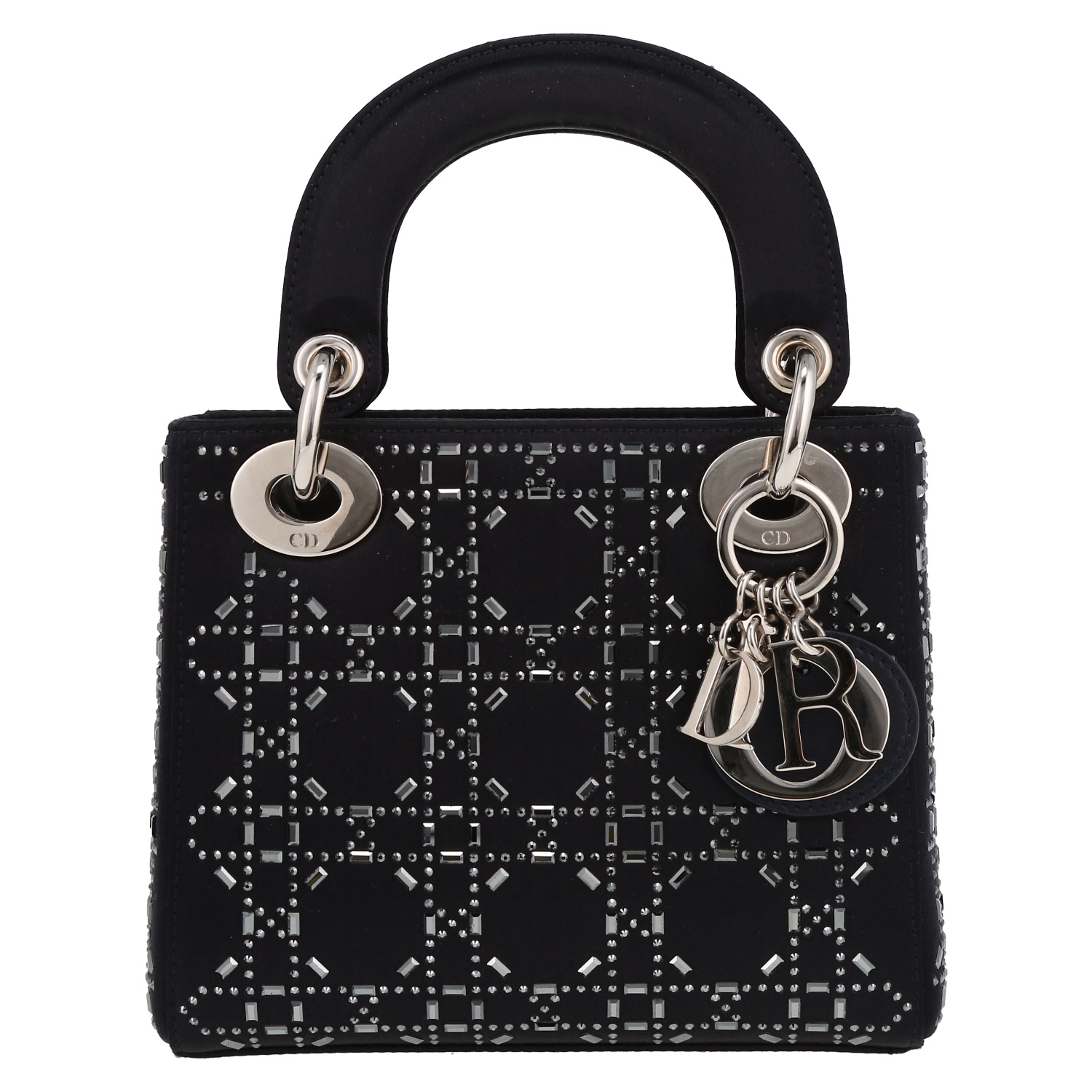 Borsa Dior  Lady Dior in raso blu marino - Detail D2