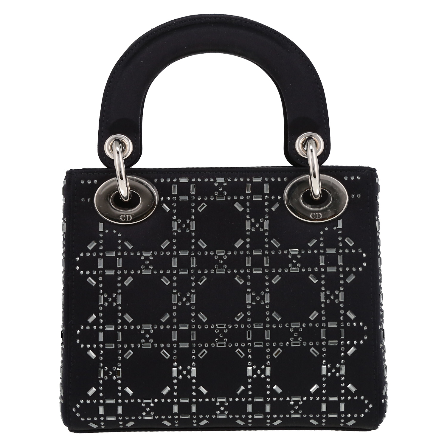 Dior  Lady Dior handbag  in navy blue satin - Detail D7