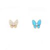 Van Cleef & Arpels Deux Papillons earrings in yellow gold, diamond and turquoise - 00pp thumbnail