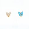 Van Cleef & Arpels Deux Papillons earrings in yellow gold, diamond and turquoise - 360 thumbnail
