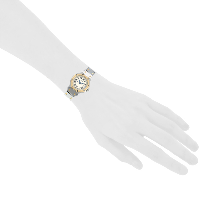 Cartier Santos Octogonale  in stainless steel and gold Ref: Cartier - 187903  Circa 1990 - Detail D1