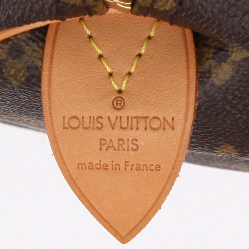 Bolso de mano Louis Vuitton  Speedy 30 en lona Monogram marrón y cuero natural - Detail D9
