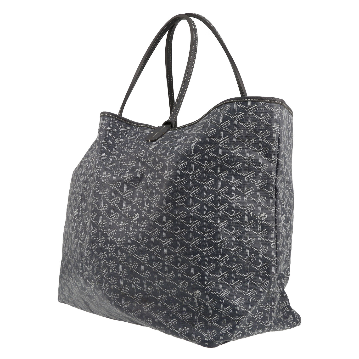 Sac cabas Goyard  Saint-Louis en toile Goyardine grise et cuir gris - Detail D5