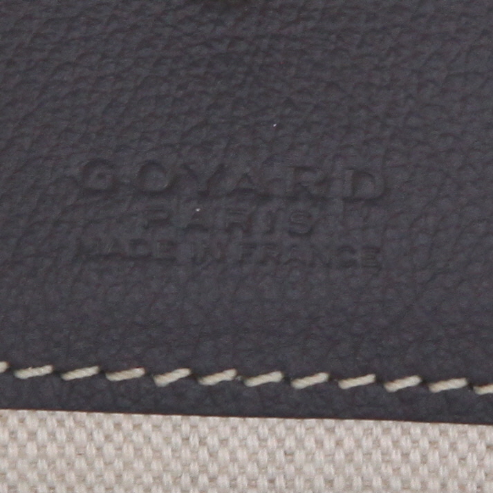 Sac cabas Goyard  Saint-Louis en toile Goyardine grise et cuir gris - Detail D9