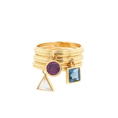 Poiray Lolita triple rings in yellow gold and colored stones