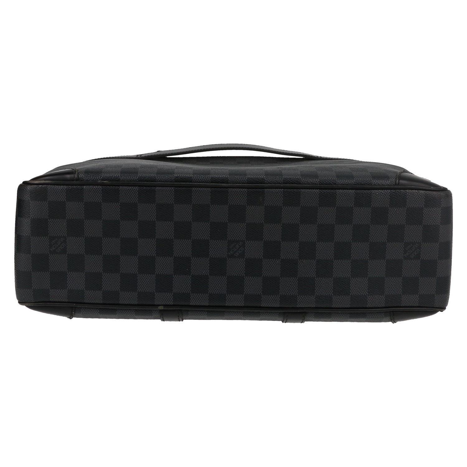 Bolso bandolera Louis Vuitton  Porte documents Voyage en lona a cuadros y cuero negro - Detail D1