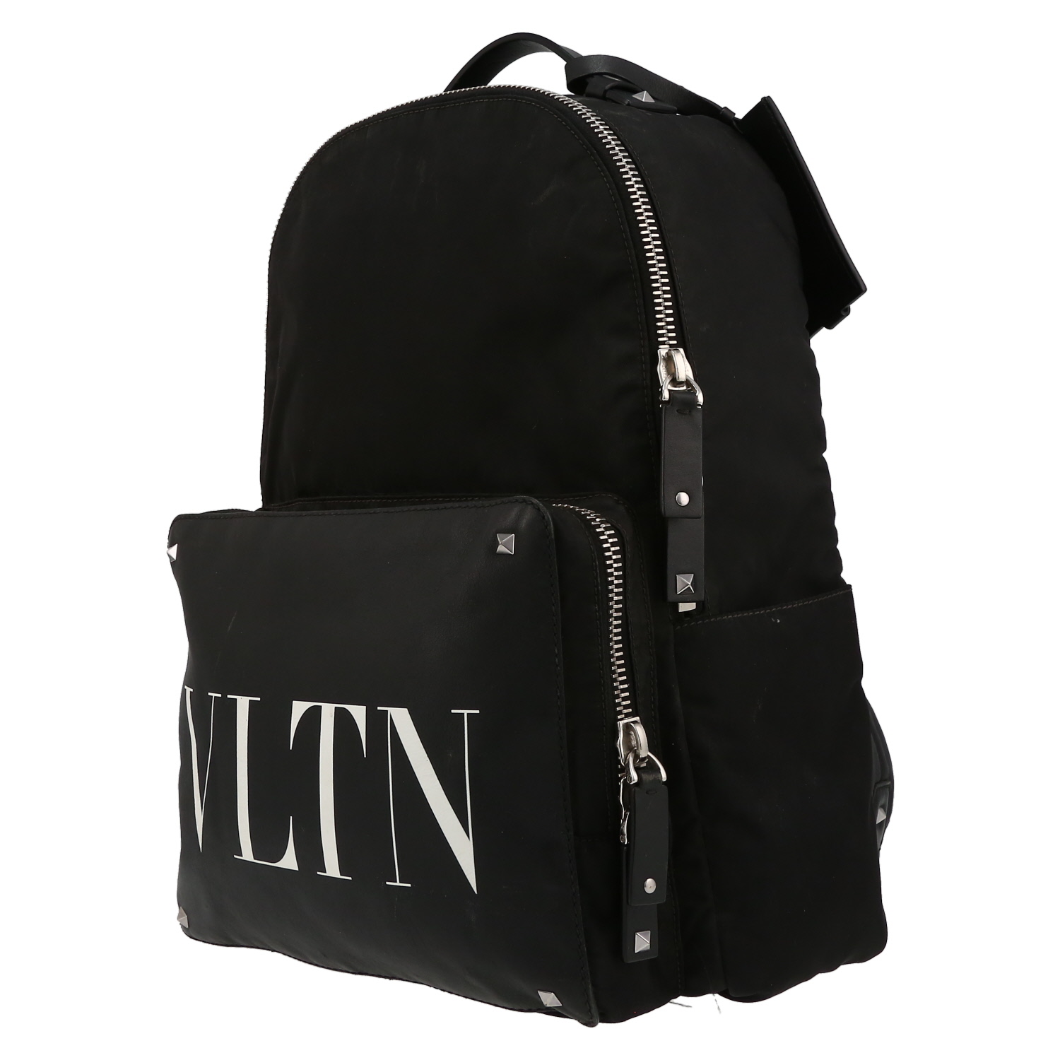 Mochila Valentino Garavani   en lona y cuero negra - Detail D3