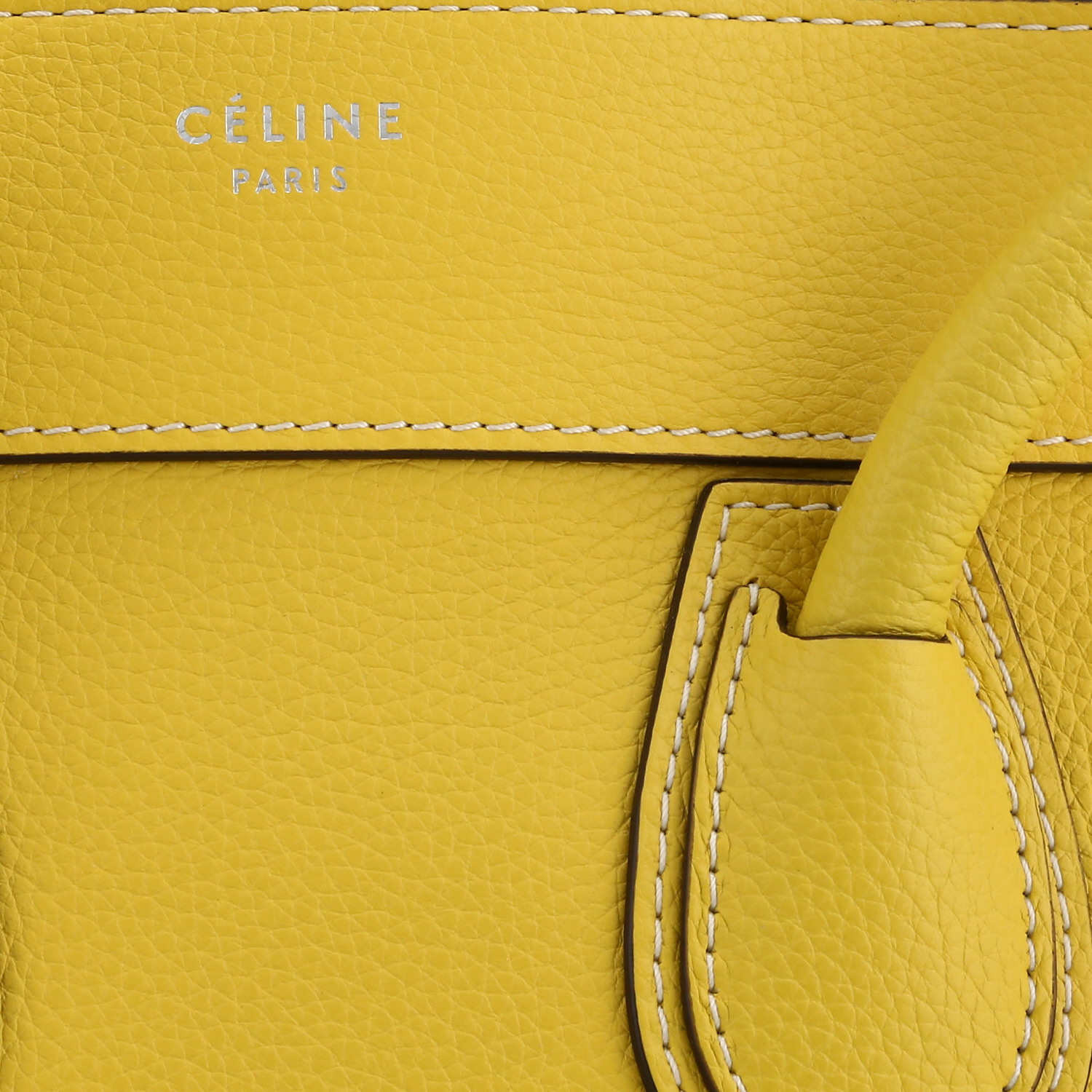 Bolso de mano Celine  Luggage en cuero amarillo - Detail D1