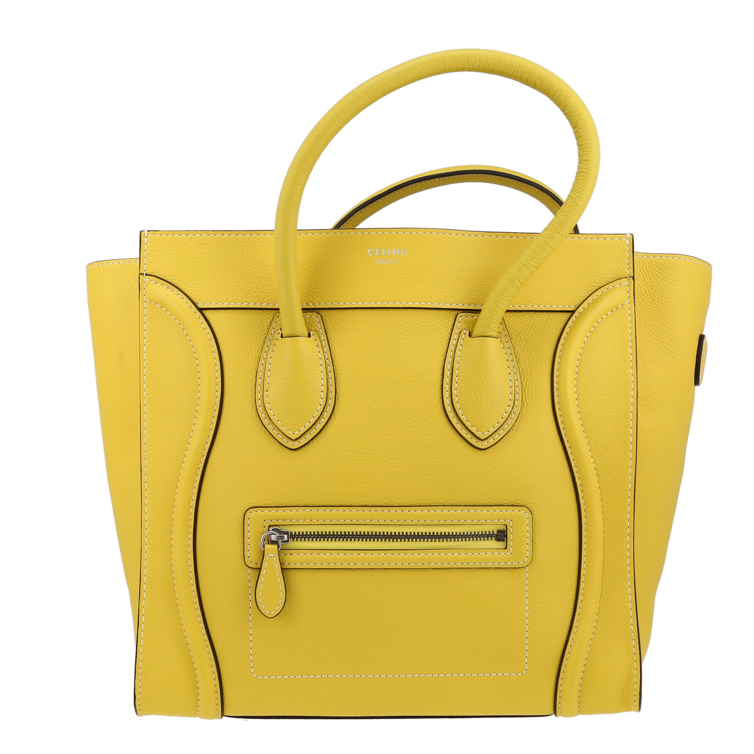 Bolso de mano Celine  Luggage en cuero amarillo - Detail D2