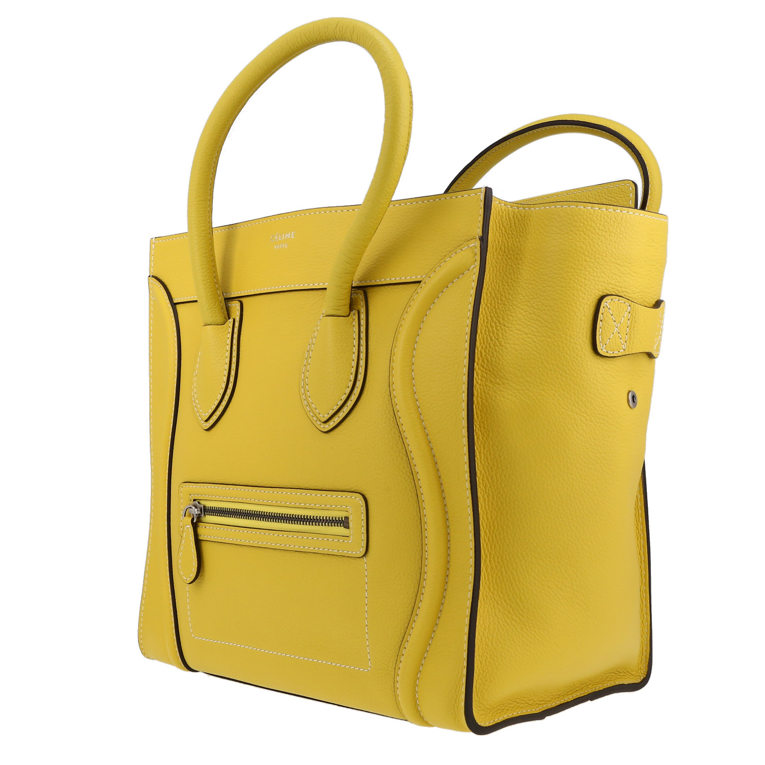Sac à main Celine  Luggage en cuir jaune - Detail D3