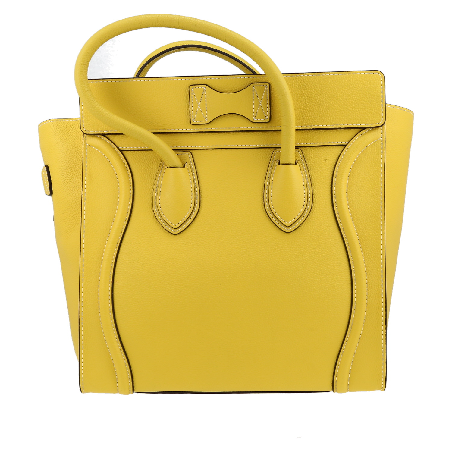Bolso de mano Celine  Luggage en cuero amarillo - Detail D7