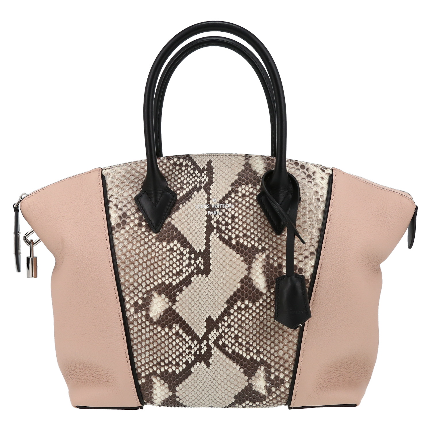 Louis Vuitton Lockit handbag in pink leather and python - Detail D2