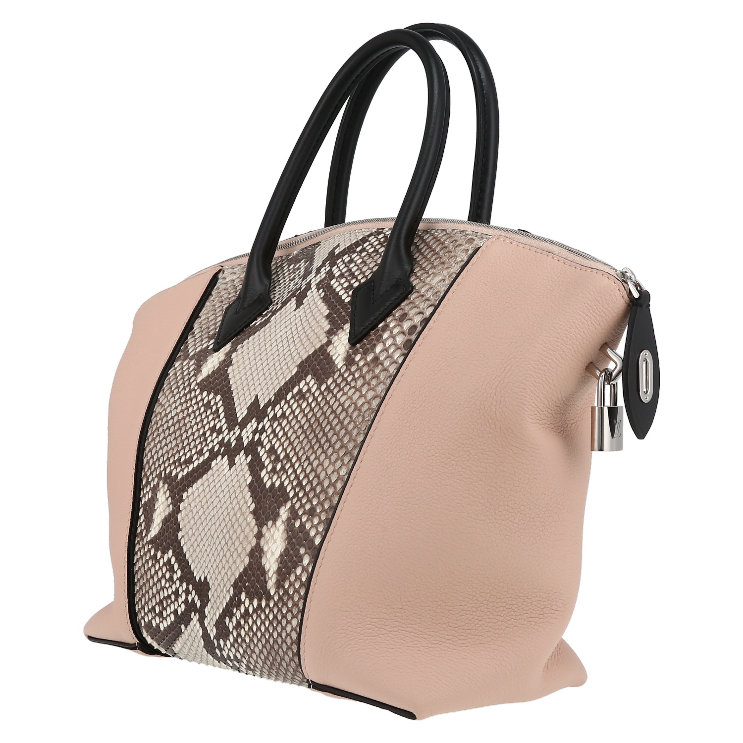 Louis Vuitton Lockit handbag in pink leather and python - Detail D5