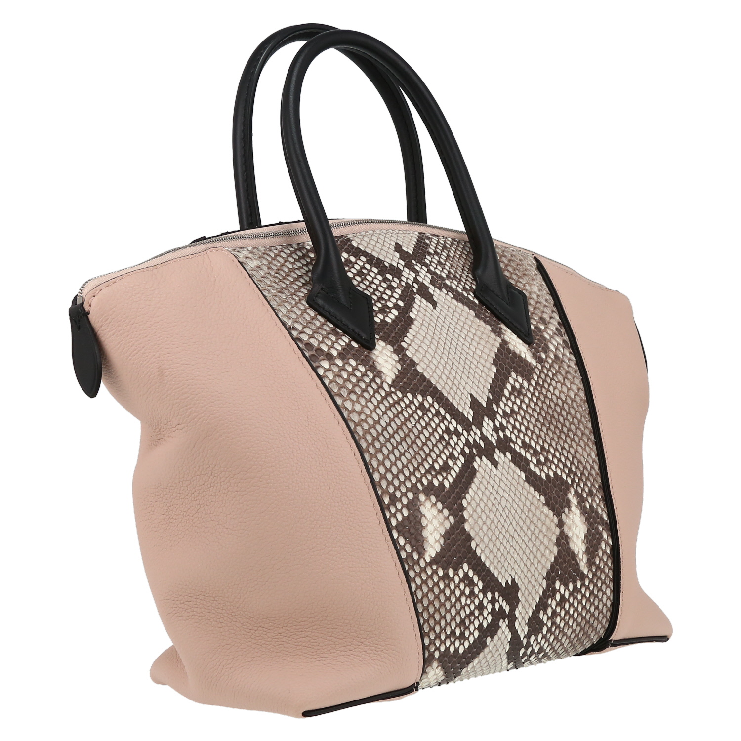 Louis Vuitton Lockit handbag in pink leather and python - Detail D6