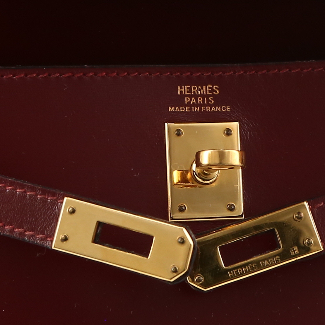 Pochette Hermès  Kelly 20 cm en cuir box bordeaux - Detail D2