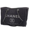 Chanel  Deauville shopping bag  in navy blue and silver tweed  and navy blue leather - 00pp thumbnail