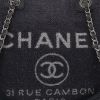 Chanel  Deauville shopping bag  in navy blue and silver tweed  and navy blue leather - Detail D1 thumbnail