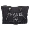 Chanel  Deauville shopping bag  in navy blue and silver tweed  and navy blue leather - Detail D2 thumbnail