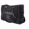 Chanel  Deauville shopping bag  in navy blue and silver tweed  and navy blue leather - Detail D3 thumbnail