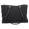 Chanel  Deauville shopping bag  in navy blue and silver tweed  and navy blue leather - Detail D7 thumbnail